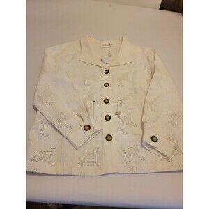 Lacey Chabert Jacket White Lace Front Women's Medium / Drawstring Waist Nwt